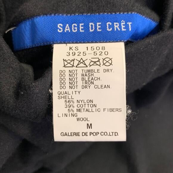 SAGE DE CRET Size M Black Grey Reversible Nylon Blend Jacket - Picture 5 of 7